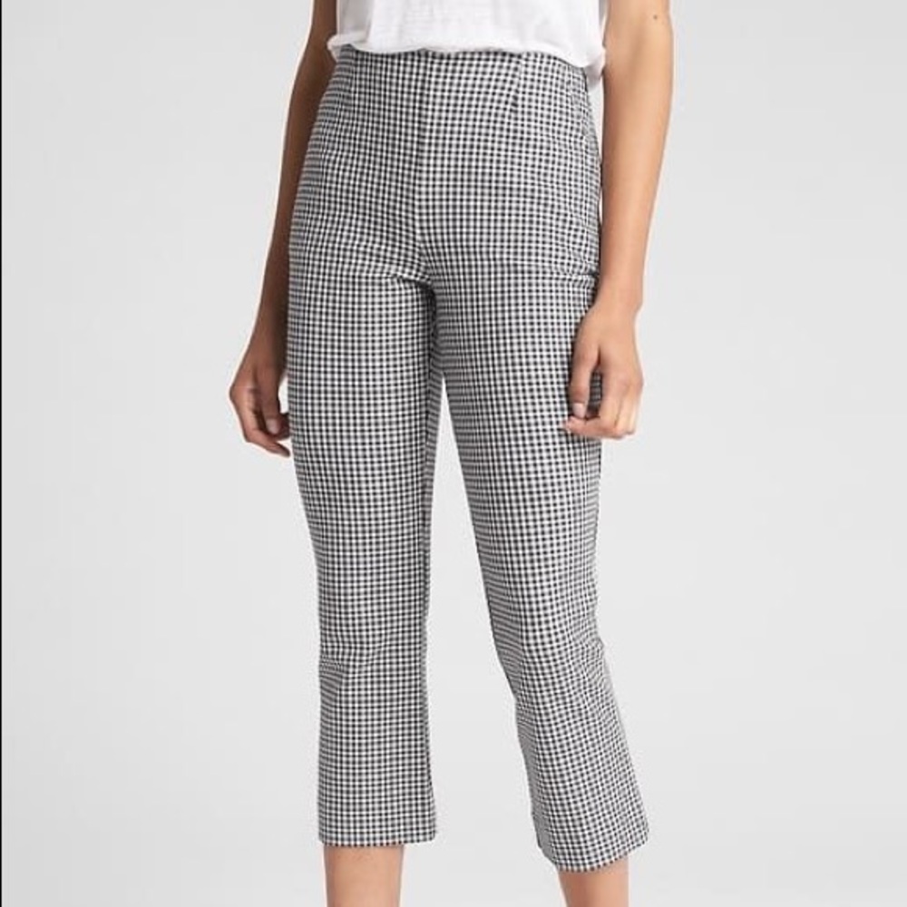 Gap Cropped Kick- Flare Gingham Pants.